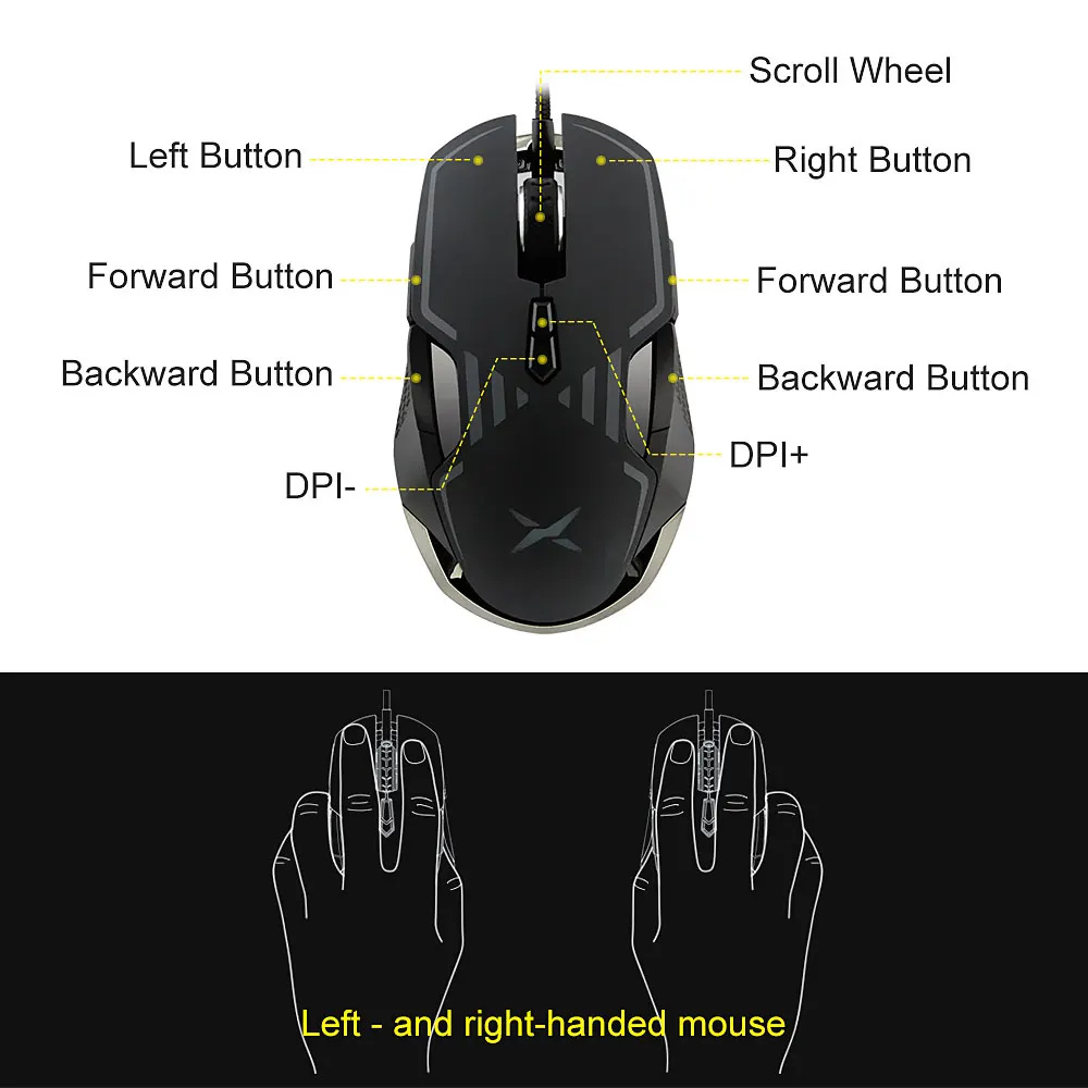 Вертикальная мышь Delux M628 USB Проводная Мышь RGB Эргономика Opitical Mice16000DPI Регулируемый