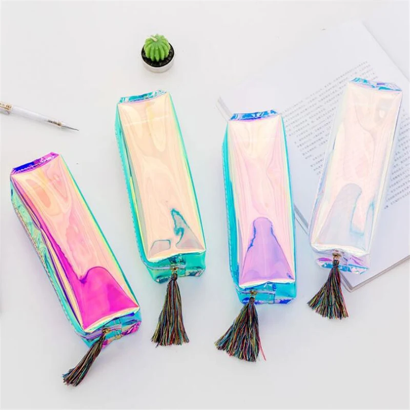 

5Pcs Kawaii Transparent Pen Case Creative Laser Pencil Case Cute Colored Pencil Bag For Kids Gift Pencilpouch