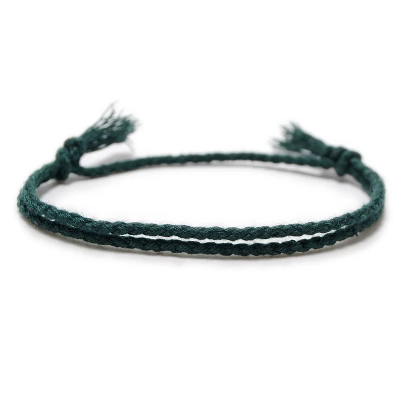 Meetvii Simple Woven Cotton Rope String Bracelet Pray Yoga Handmade Pure Color Chic Tassel Bracelet for Men Women 2020 New