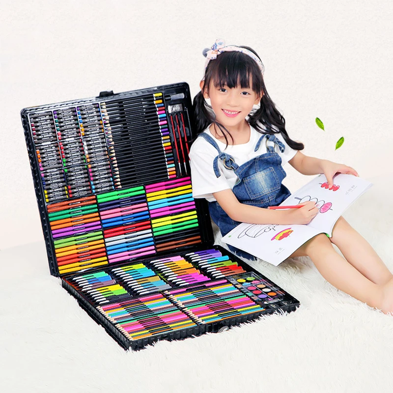 Günstige 288PCS Kinder Malerei Kunst Set Kinder Geschenk Aquarell Zeichnung Kunst Marker Pinsel Pen Set Für Kinder Täglichen Unterhaltung Spielzeug geschenk