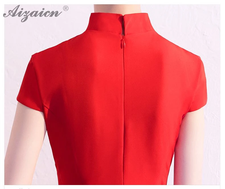 Модная русалка вышивка Cheongsam красное свадебное платье Qi Pao женское традиционное китайское свадебное платье Ципао вечернее платье