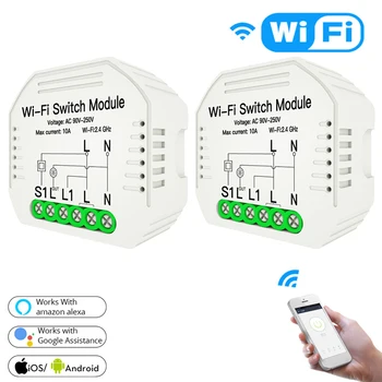 

Wifi Smart Switch 90-250V With Removable Guide Rail Module Works With Alexa Echo Google Home Tuya APP Remote Control