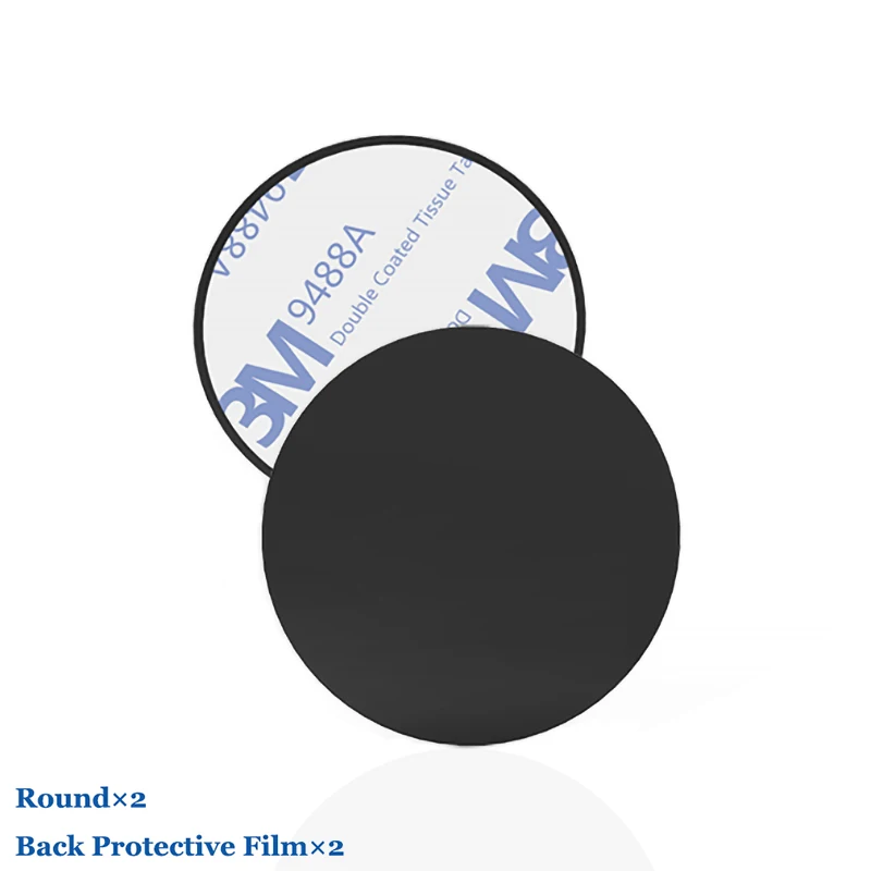 2Pcs Round Black Черный металлический пластинчатый диск для магнита Автомобильный держатель для телефона Железный клейкий лист для магнитного мобильного телефона держатель Автомобильный Стенд крепление поддержка - Цвет: 2Pcs Round Black