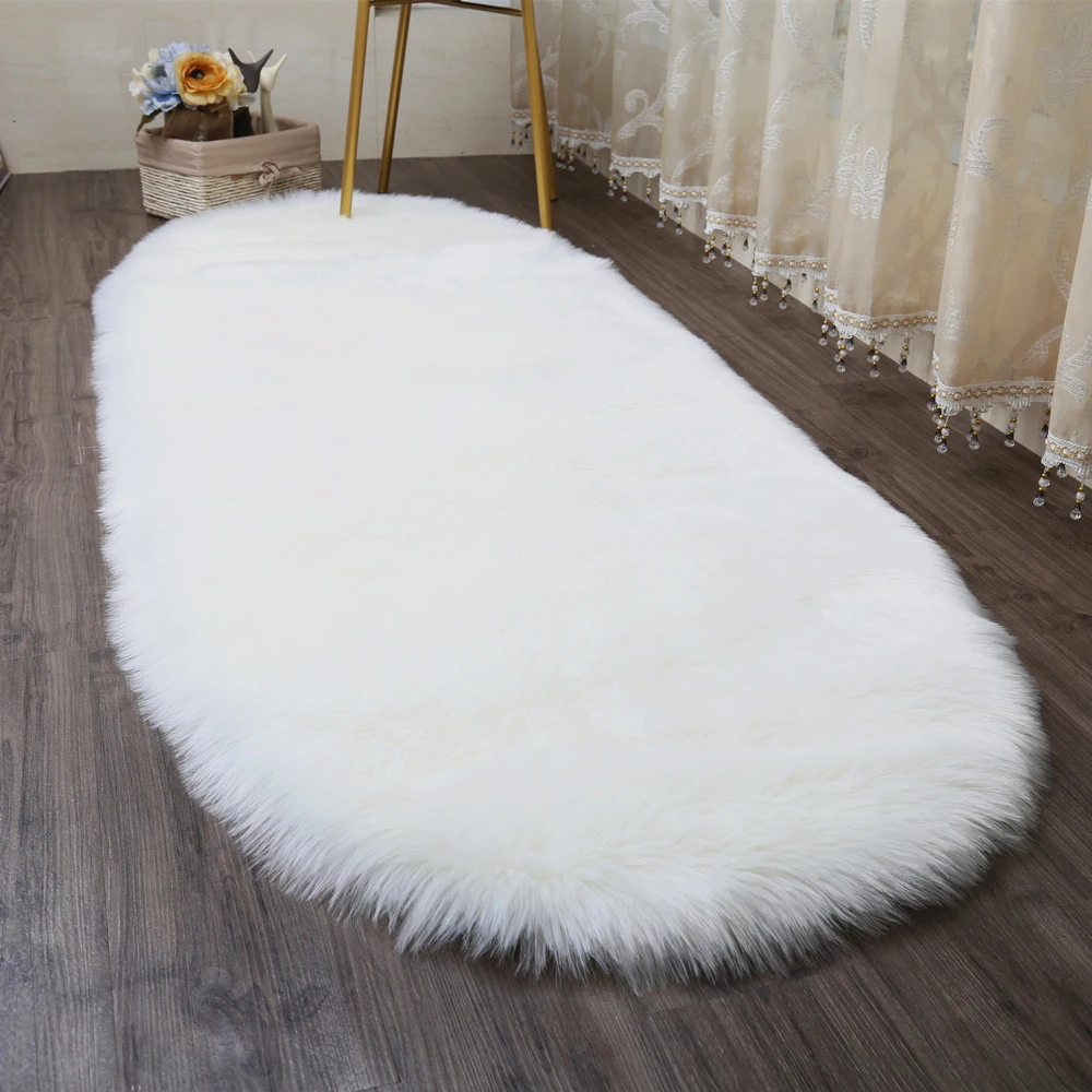 

Urijk Super Soft Sheepskin Rug Indoor Modern Silky Fur Rugs Bedroom Floor Mat Baby Nursery Rug Children Carpet