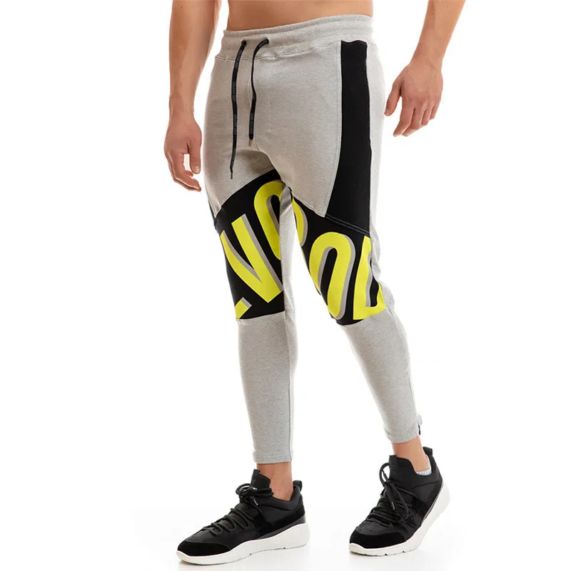 

Muscle Sports Fitness Pants Men's Spring Autumn Running Stretch Slim Cotton Stitching Training Pants Sweatpants for Men Jogging