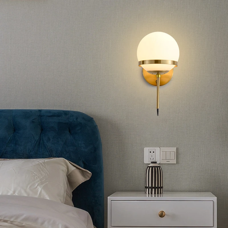 Nordic Iron Glass LED Wall Lamps Postmodern Living Room Bathroom Sconces Lighting Bedroom Bedside Aisle Stairs Bar Light Fixture