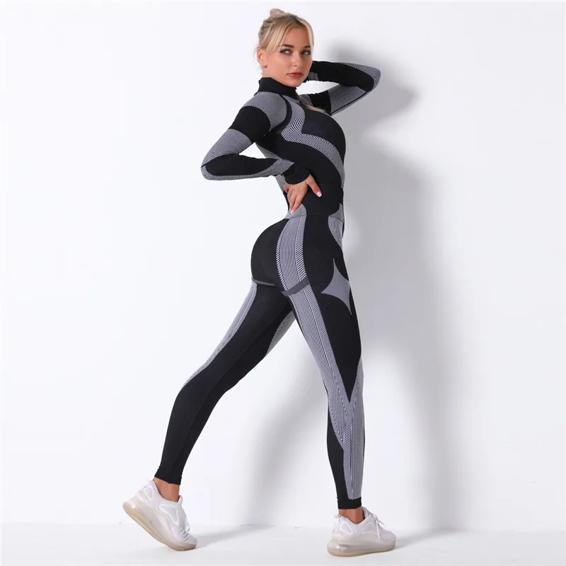 2Pcs/Set Sports Yoga Suits Women Fitness Gym Tracksuits Turtleneck