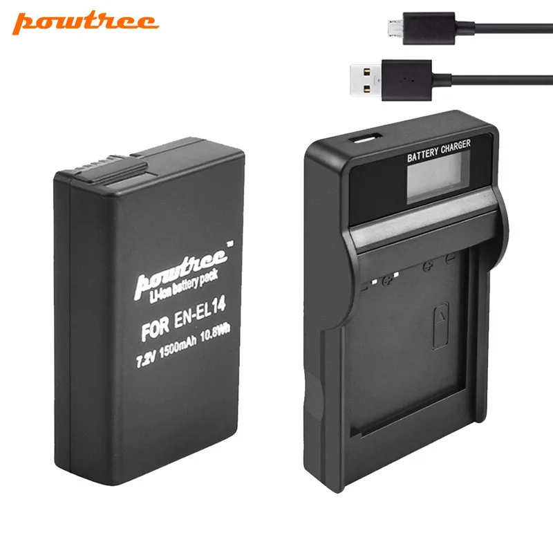 Зарядное устройство Powtree 1500 мАч для Nikon P7800 P7700 P7100 P7000 D5500 D5300 D5200 D3200|Цифровые