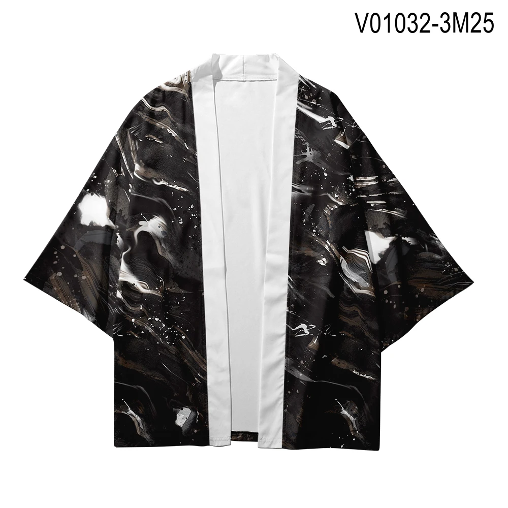 WAMNI японский Haori Yukata T рубашка-кимоно летняя 3D рубашка куртка с изображением самурая Забавный красивый цветок рукав летучая мышь Кимоно Кардиган для мужчин - Цвет: V01032