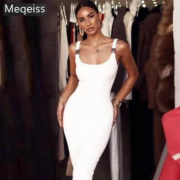 

MEQEISS 2019 New vestidos verano Hot Selling Rayon Bandage Dress Sexy Women White Bodycon Dress Women's Summer Party Dress