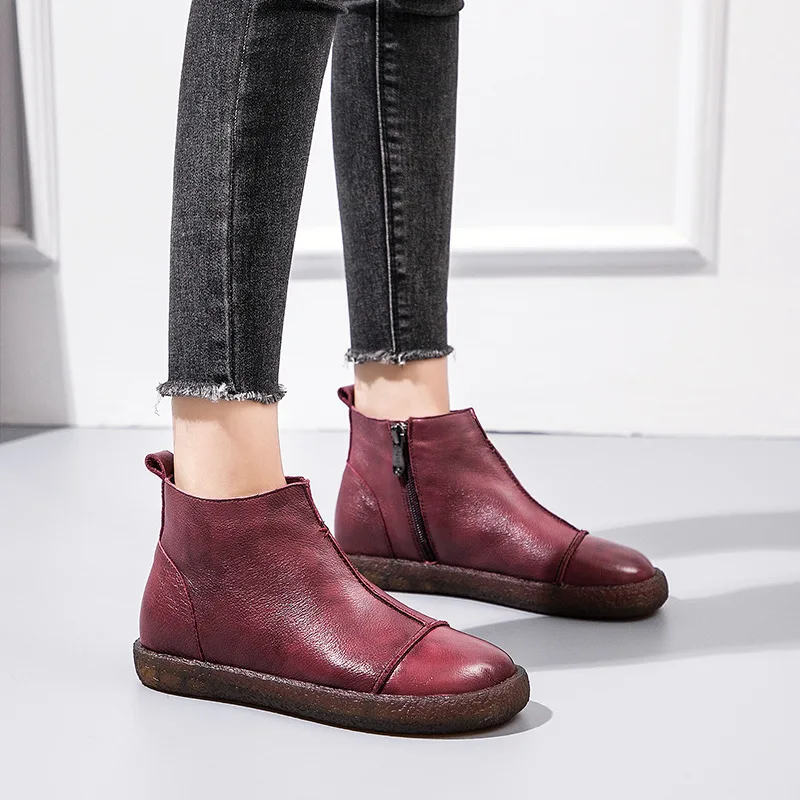 

Winter Women's Shoes Real Leather Winter Short Boots Sider Zipper Maternity Shoes Mother Shoes