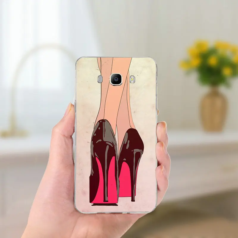 Силиконовый мягкий чехол для мобильного телефона чехол для Samsung Galaxy A3 A5 A7 J2 J3 J4 J5 J6 J7 Coque сумки в стиле ретро Женская обувь на высоком каблуке обувь искусство