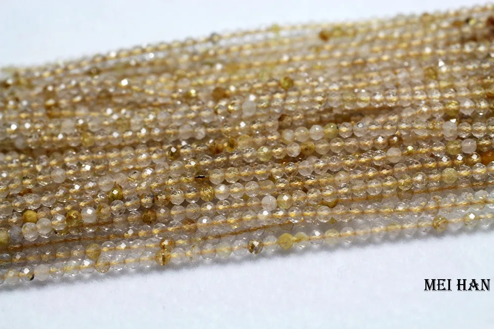 Meihan натуральный граненый Золотой Рутиловый Кварц 2,2-2,5 мм(5 нитей/комплект) круглые бусины камень для ювелирного дизайна сделай сам
