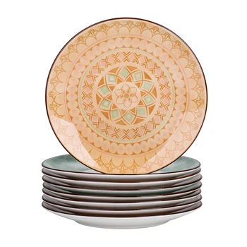 

Vancasso TULIP 4/8/12-Pieces 4-Designs Porcelain Multi-Colour Mandala Dessert Plate Set Salad/Fruit Plate Set(21.5*21.5*2.5cm)