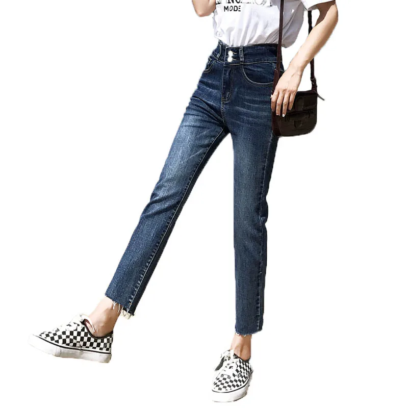 

Loyalget Basic Denim Jeans Classic 4 Season Women High Waist Jeans Vintage Mom Style Pencil Jeans High Quality Cowboy Denim Pant