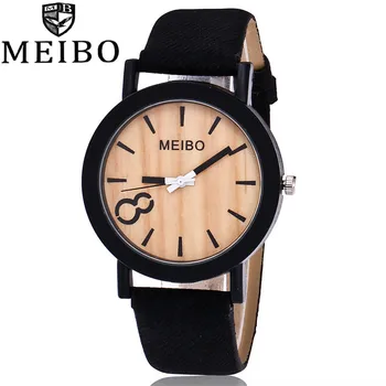 

MEIBO Luxury Brand Women Watches Modeling Wooden Quartz Mens Watch Casual Wooden Color Leather Watch Relogio Feminino Dropship