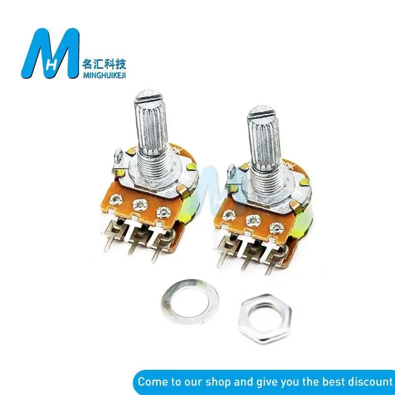 5pcs Shaft Amplifier Dual Stereo Potentiometer Wh148 1k 2k 5k 10k 20k 50k 100k 250k 500k 1m Ohm
