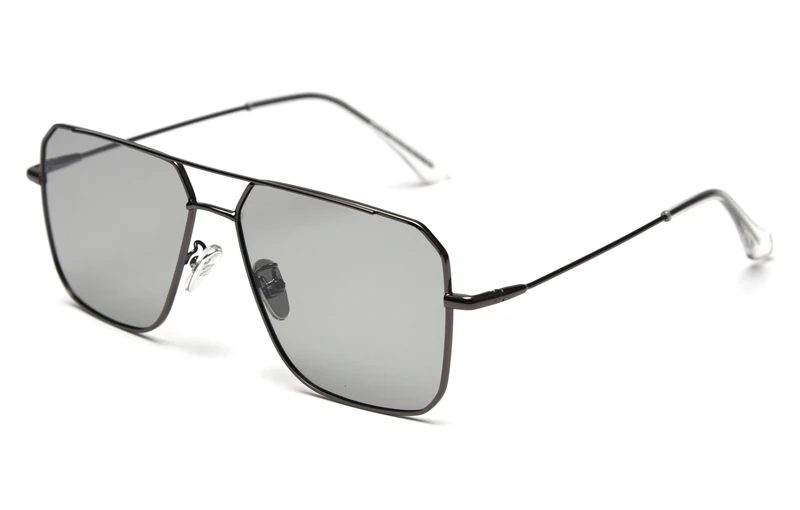 Peekaboo квадратные поляризованные солнцезащитные очки металлические мужские трендовые женские солнцезащитные очки uv400 зеркальные нестандартные высокое качество - Цвет линз: gray photochromic
