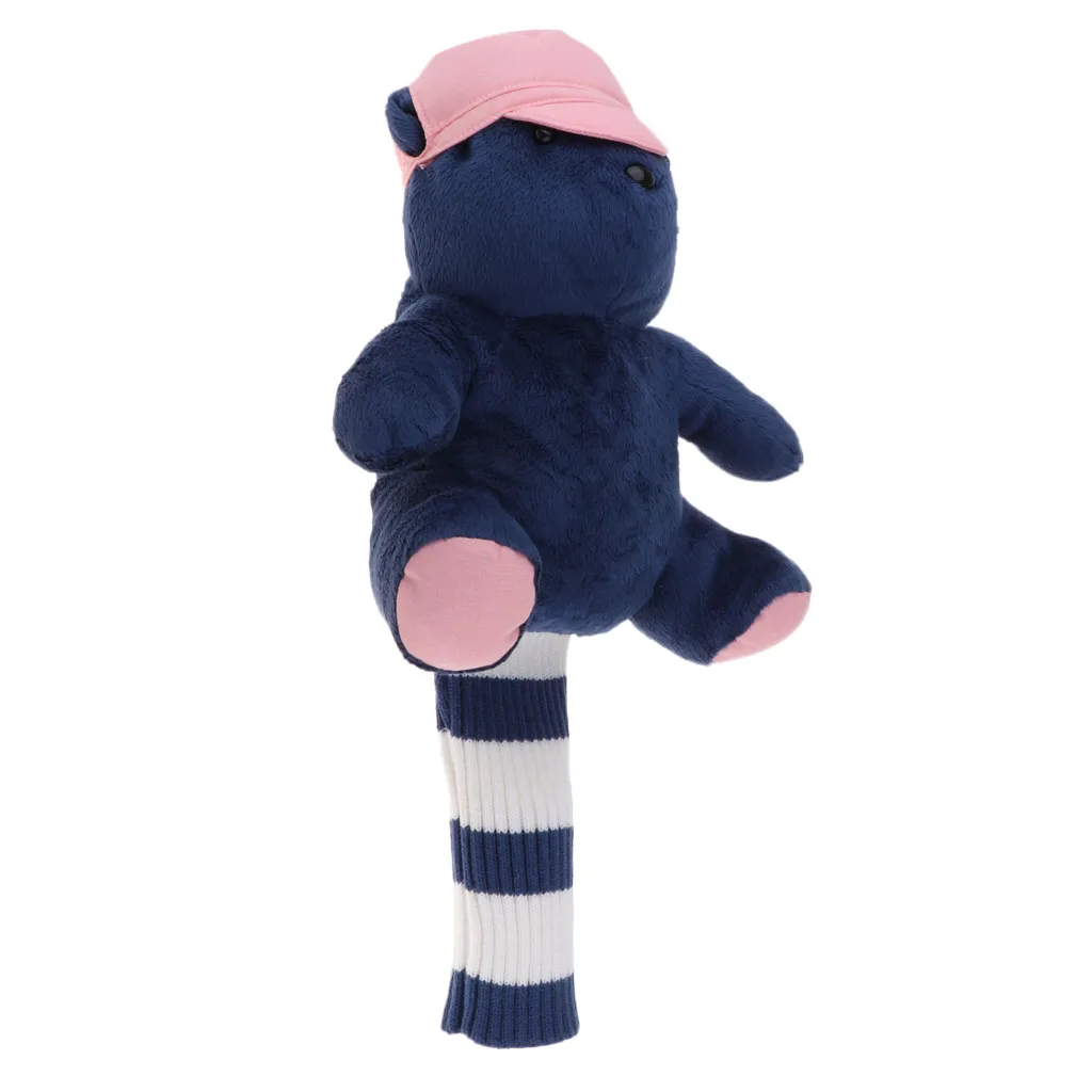 Blue Creative Hat Bear Golf Head Covers 460CC Driver Wood Clubs Headcovers Sets Plush Cloth Golf Accessories Club-Making Products - Цвет: Blue