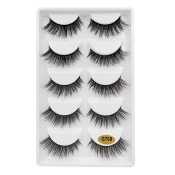 

5 pairs of new false eyelashes, 3D mink fur, handmade natural long makeup eyelashes, hot sale for wholesale extended eyelashes