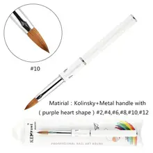 Фиолетовое сердце металлическая ручка 3D акриловая кисть для ногтей белая ручка УФ-гель Кисть-ручка для резьбы жидкий порошок DIY Инструменты для ногтей