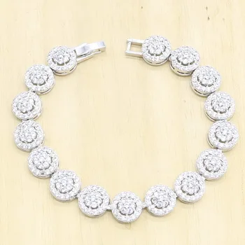 

Noble Wedding Bracelet For Women White Zircon Silver Color Color Christmas Gift Jewelry