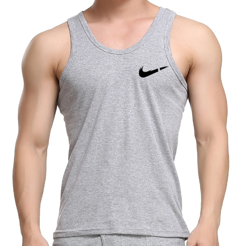 

Cool Summer Men's Tank Tops Fitness Sweat Sleeveless U Vest Small Pattern Print Cotton Muscle Tops hot Slim Light Sportswwear