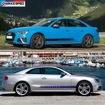 

1 Set Sport Stripes Car Door Side Skirt Sticker For Audi-A3 A4 A5 A6 TT RS Q3 Q5 Q7 RS S8 Coupe Sedan Hatchback Auto Accessories