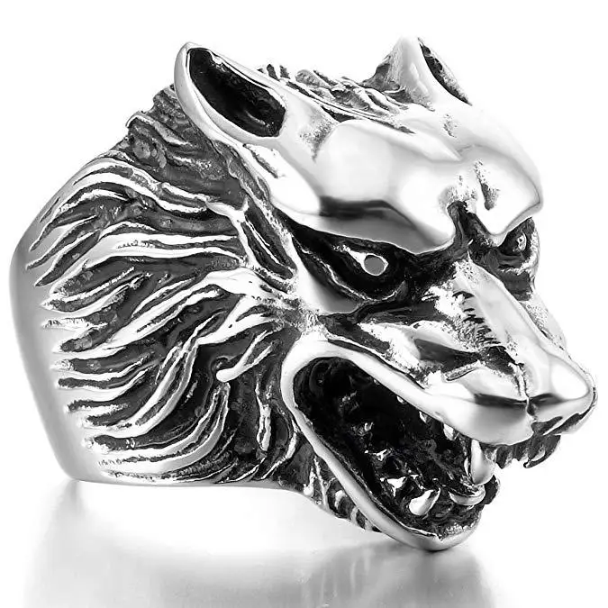 Мужские кольца в стиле ретро, готика, панк, Череп, волк, дракон, мужские кольца, ювелирные изделия на Хэллоуин, Змеиный череп, кольца из нержавеющей стали, подарок - Цвет основного камня: R1159-1