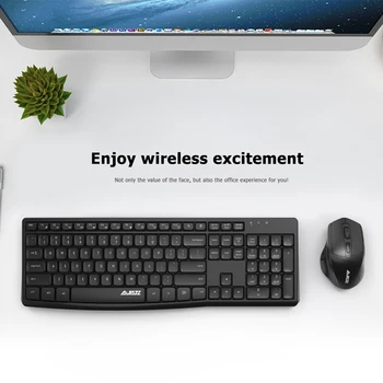 

Ajazz A2030W 2.4GHz Wireless 6 Buttons 1200 DPI Mouse 106 Keys Keyboard Ergonomic Combos Set for Office Gamers