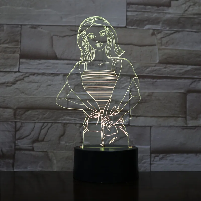 

Female Star 3D Lamp Acrylic Battery Operated Multi-color with Remote Personalized Led Night Light Lamp for Bedside Decorative