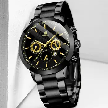 

Men's Luxury Classic Watch Chronograph Design Stainless Steel Army Military Men Casual Sports Quartz Watches Relojes Hombre