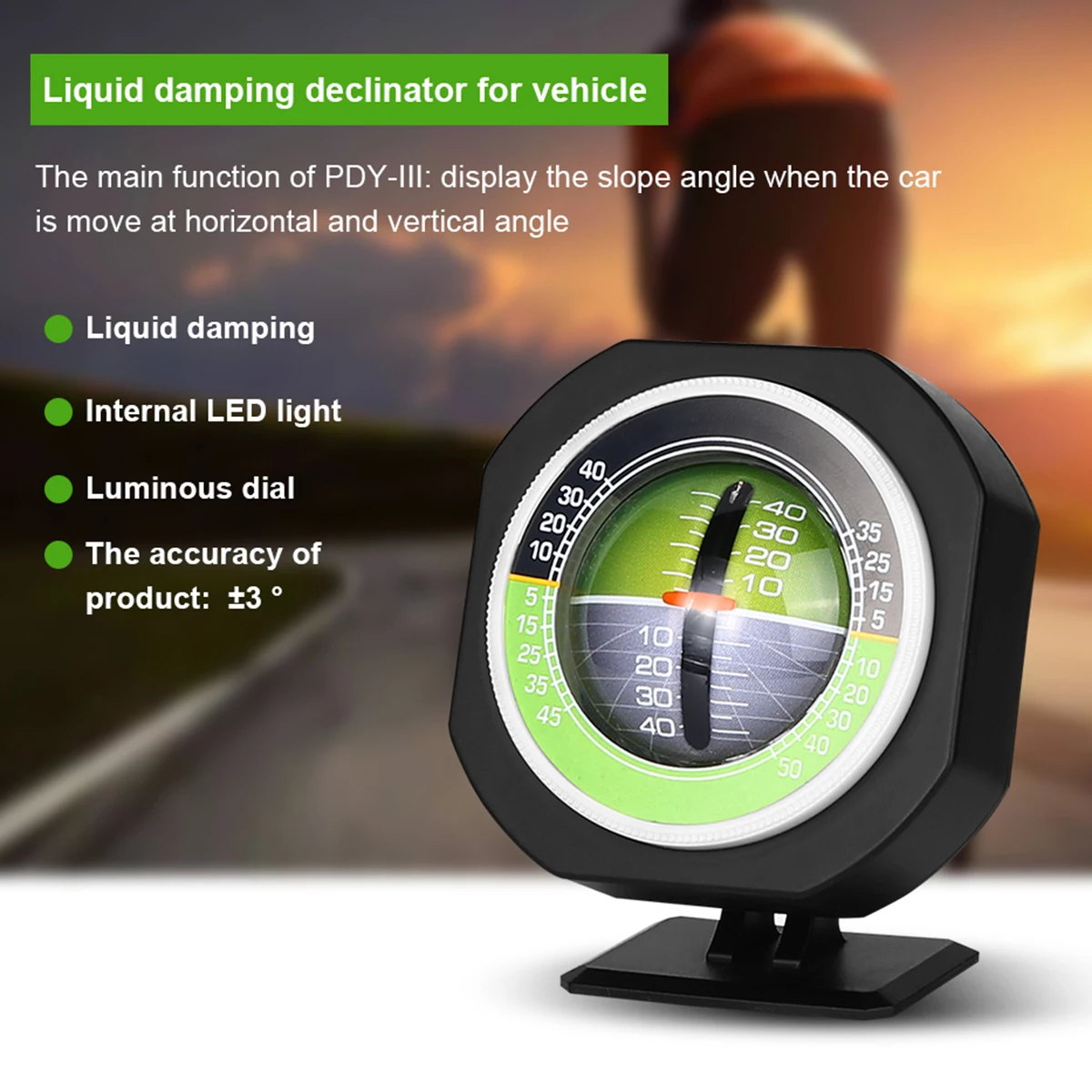 

Decoration Car Compass High-precision Built-in LED Auto Slope Meter Level Car Vehicle Declinometer Gradient Inclinometer Angle