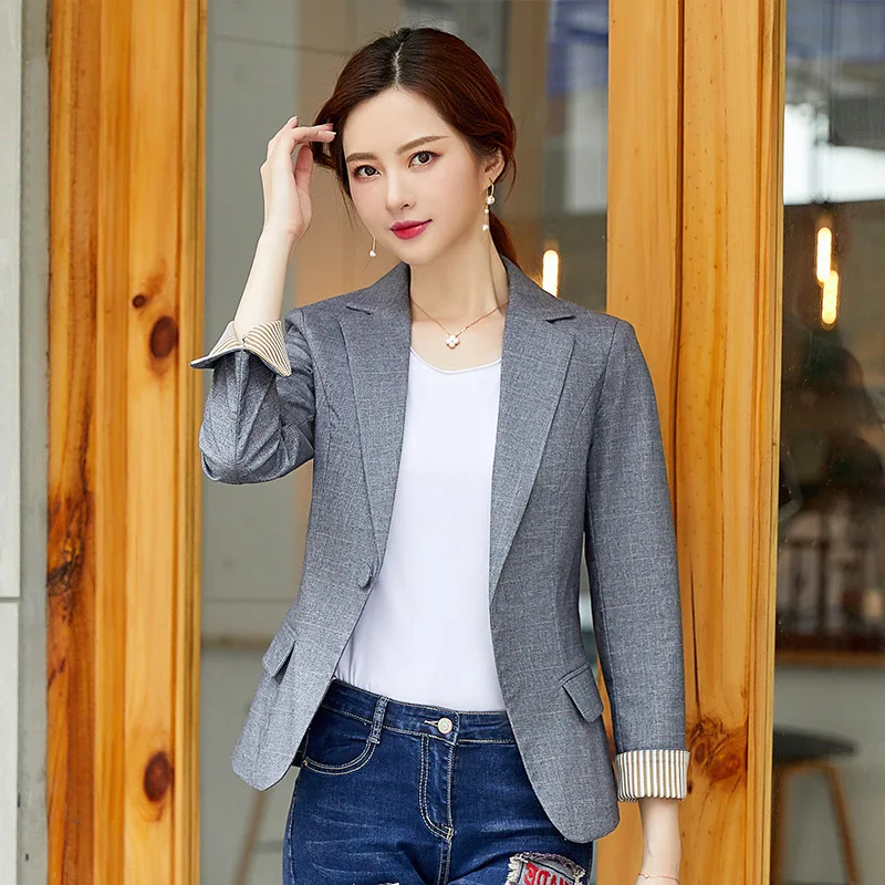 

CHIC Small Suit Coat Women's 2019 New Style Korean-style Grid Striped Sleeve Online Celebrity Fashion Elegant Business Women's S