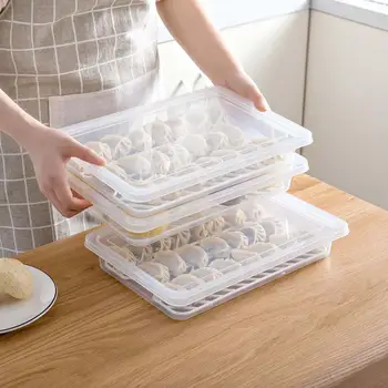 

Transparent kitchen Stackable Dumplings Tray Household Dumplings Crisper Large Refrigerator Food Fish Shrimp Storage Box