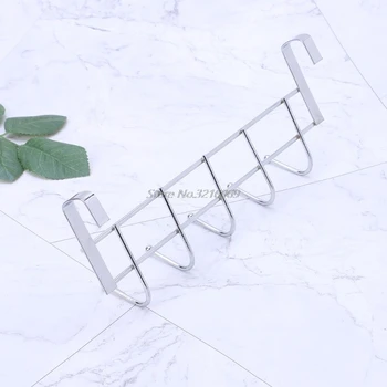 

5 Hooks Over Door Clothing Hanger Rack Cabinet Door Loop Holder Shelf For Home Bathroom Kitchen Whosale&Dropship