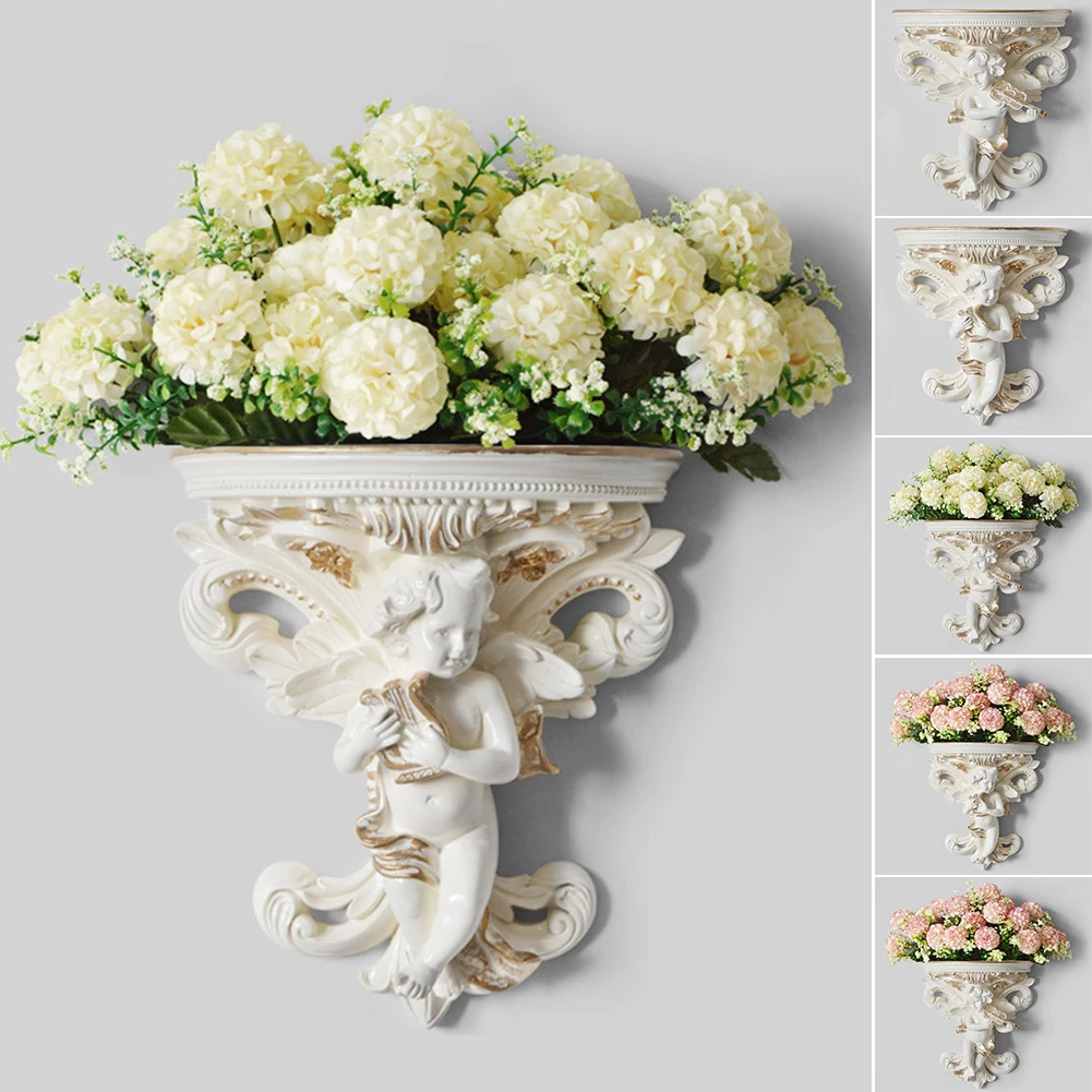 Wall Hanging Art Crafts Corbel Stereoscopic Rococo Plaster Cupid Garden Angel Shape Living Room Home Decoration Shelf Flower Pot