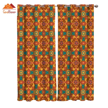 

Land Pattern Window Curtains Living Room Outdoor Fabric Drapes Curtain Home Decor