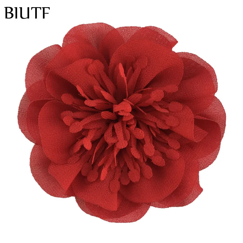 5pcs/lot 3.6'' Chiffon Flower with Stamen 9cm Bright color Headwear Flower Kids Lovely Hair Accessories TH298