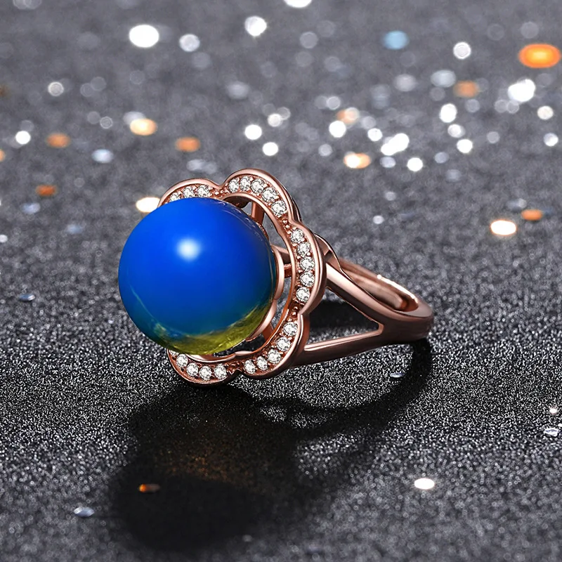 Blue Amber Bead Ring Charm Natural Zircon Crystal Fashion Amulet Gift Women 925 Silver Jewelry Gemstone | Украшения и аксессуары