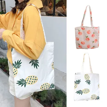 

2020 summer Women Fashion bag Portable Pineapple Printing Bag Casual Student Messenger Bag High capacity beach bags