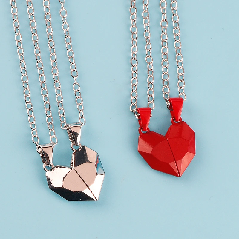 Collar de cuentas de cadena de amor para parejas, joyería de acero inoxidable, colgantes de cuello, accesorios estéticos, color rojo, dorado y plateado|Collares colgantes| AliExpress