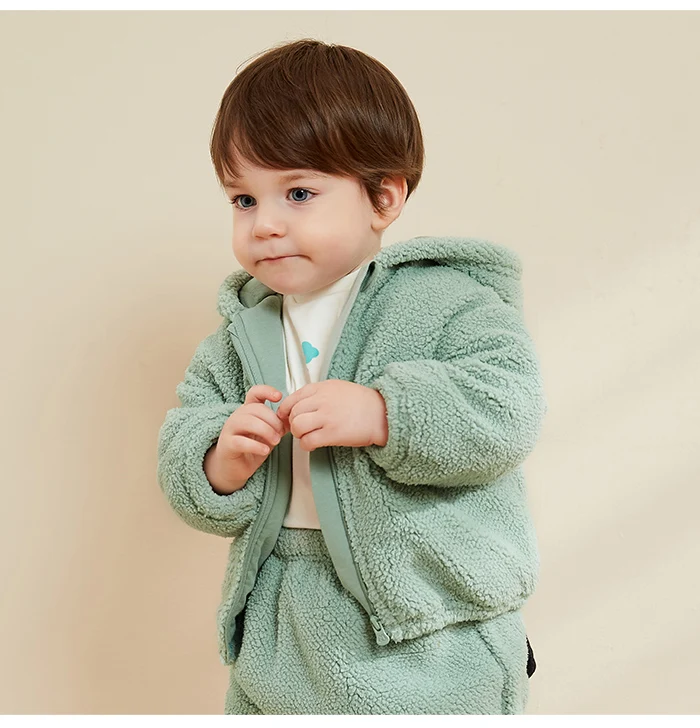 Minibalabala Baby jacket boys and girls baby lamb clothes winter new cotton padded casual clothing