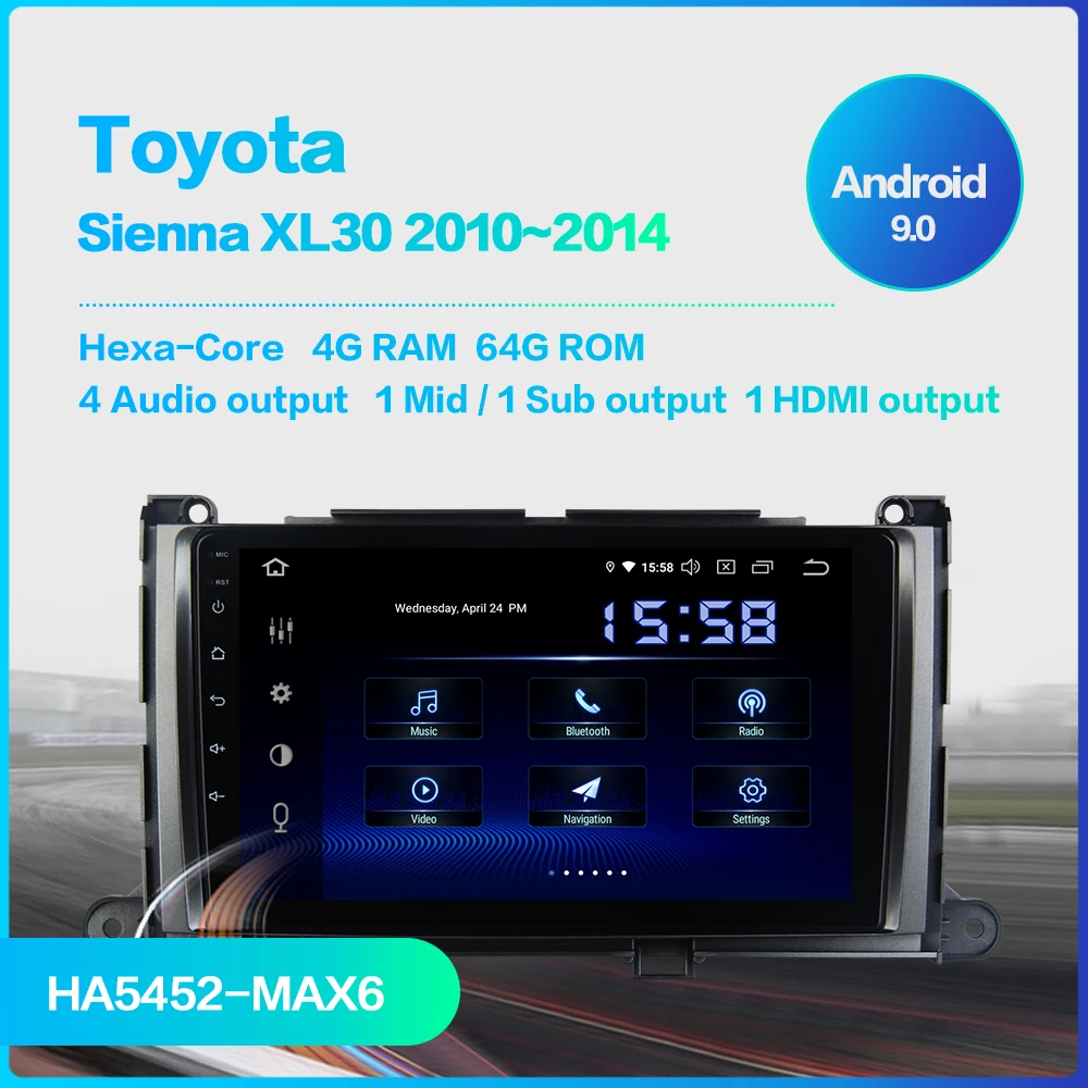 Flash Deal 9" IPS 1 din Car Radio Android 9.0 DSP for Toyota Sienna XL30 2010 2011 2012 2013 2014 GPS Navigator 4GB RAM 1