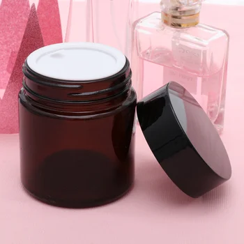 

3pcs Glass Cream Bottles Dark Brown Cream Empty Bottles Face Cream Bottles Cosmetics Separated Bottle