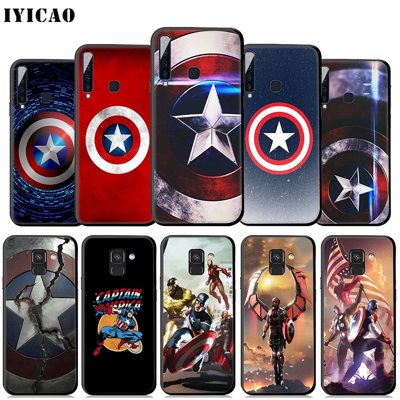 Мягкий чехол IYICAO Marvel captain Америка для samsung Galaxy A9 A7 A8 A6 Plus 2018 A3 A5 2017 2016 & J6 |