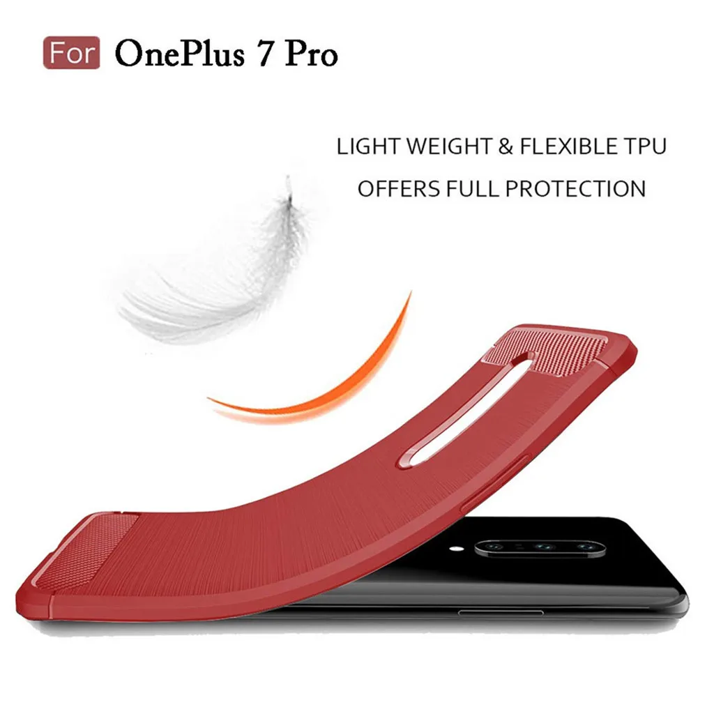 For Oneplus 7 Pro 6.7 inch Luxury Silicone Rubber Protective Hard Phone Case Dirt-resistant Slim Cover Carbon fibre Hard Case
