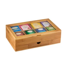 Tapa de cristal Vintage caja de exhibición de té contenedor multifuncional regalo de madera duradera protectora sólida 8 compartimentos caja de almacenamiento