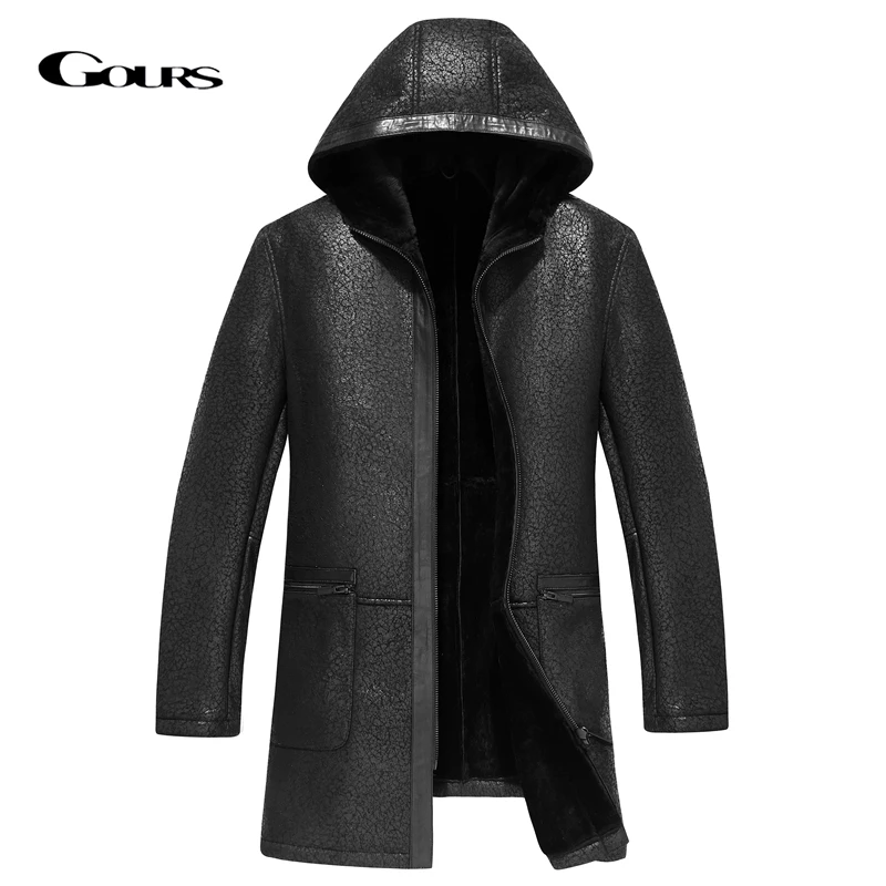Gours мужские зимние сапоги из натуральной кожи куртка черного цвета ботинки