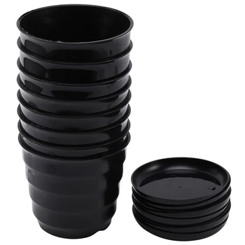 

BEAU-8 Pack 6.3inch Black Plastic Flower Plant Pots Seedlings Nursery Pot Planter with Saucer Pallet